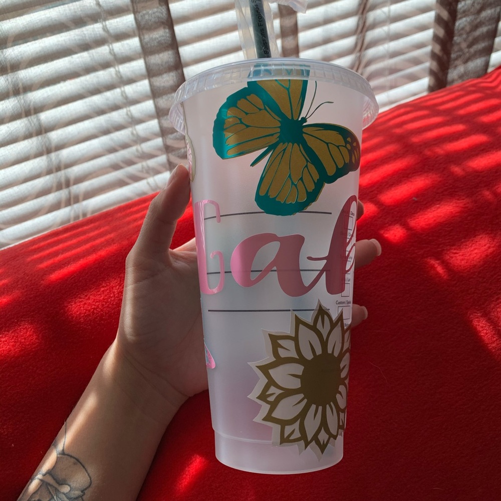 Custom Starbucks Butterfly reusable cup